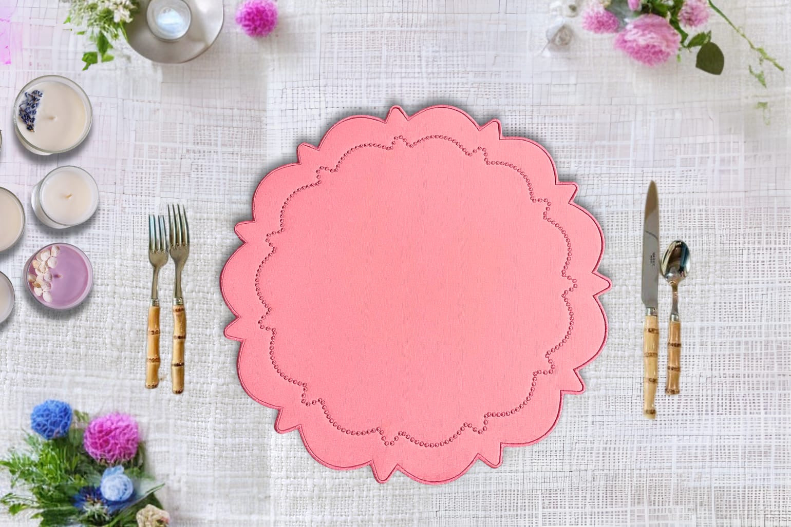 Pink and Dark Pink Faux Leather Placemats – Durable and Stylish