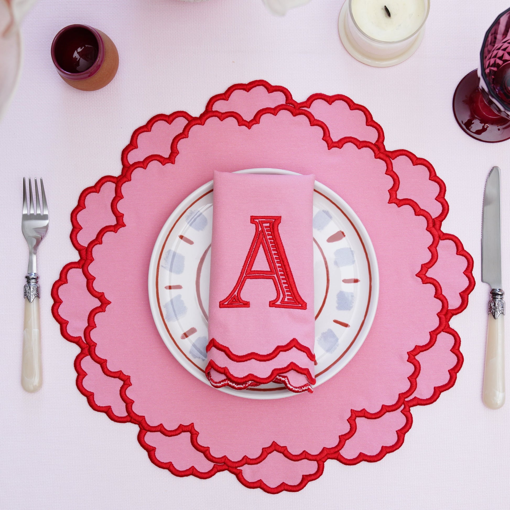 Sophisticated embroidered placemat with matching napkin for special occasions