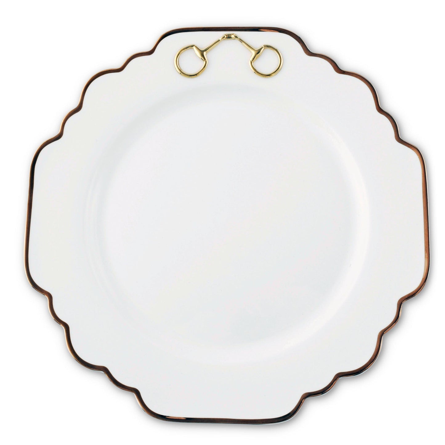 Gold Bit Bone China Scallop Dinner Plate Gold Rim