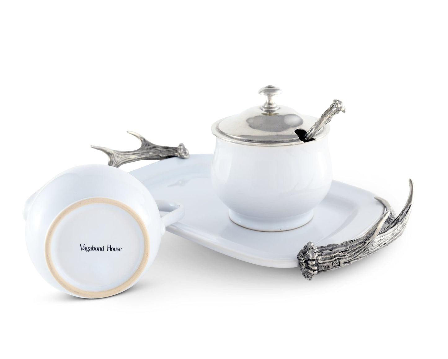 Antler Creamer Set with Tray – Luxury Rustic Coffee & Tea Serving Set