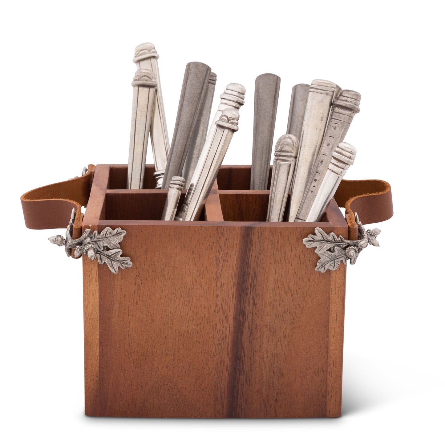 ACORN OAK LEAF FLATWARE CADDY – WOODEN UTENSIL HOLDER