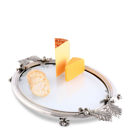 ACORN & OAK LEAF OVAL GLASS TRAY