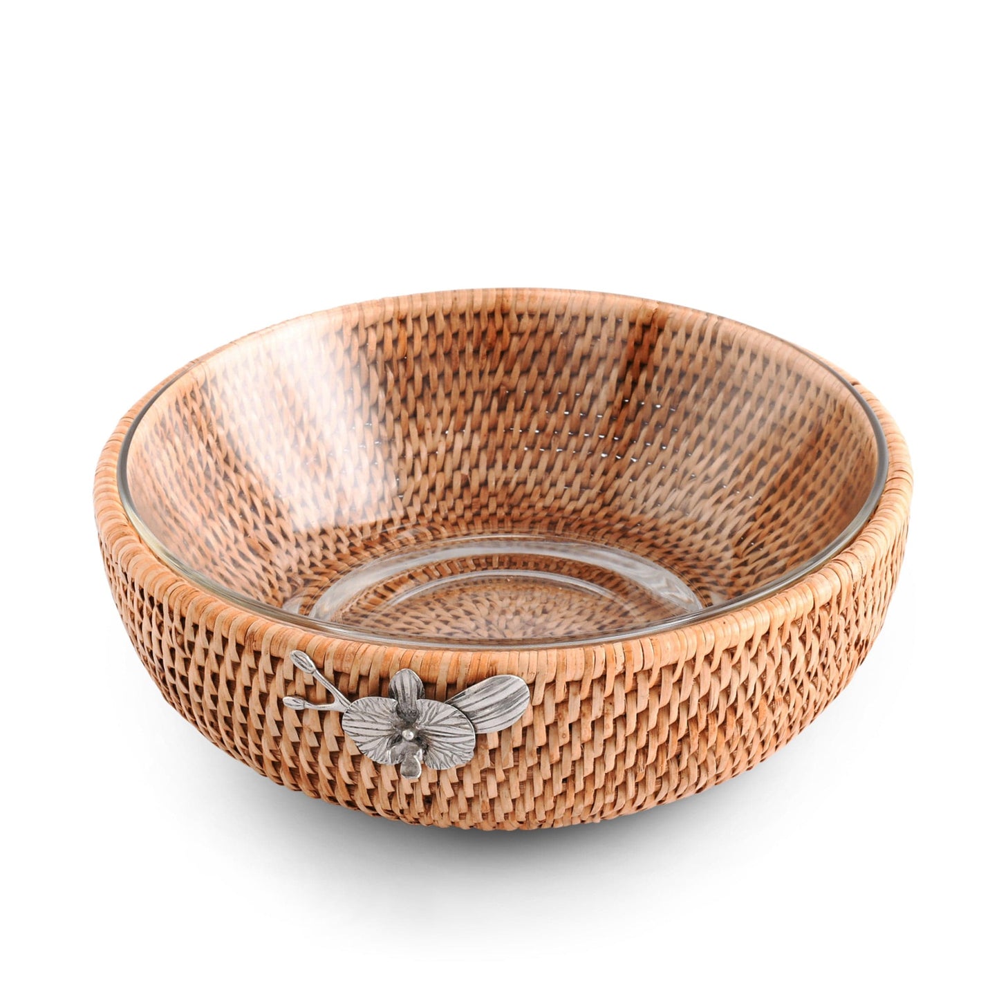 Orchid  Hand Woven Wicker Natural Rattan Serving Bowl