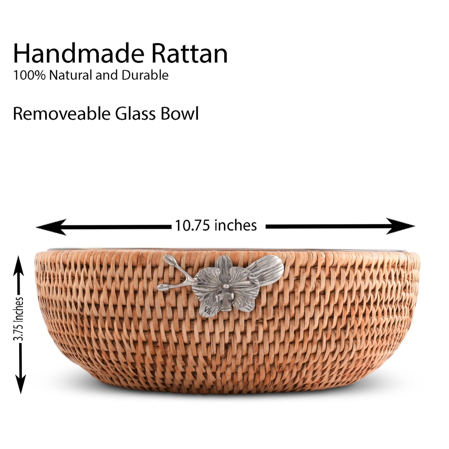 Orchid  Hand Woven Wicker Natural Rattan Serving Bowl