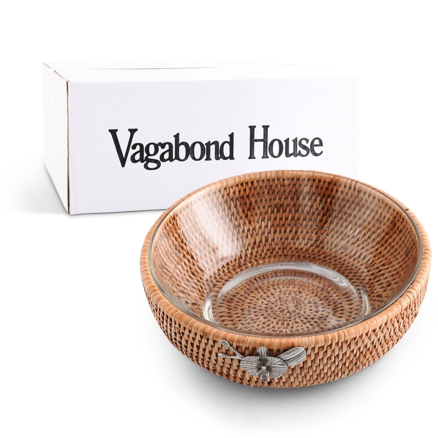 Orchid  Hand Woven Wicker Natural Rattan Serving Bowl