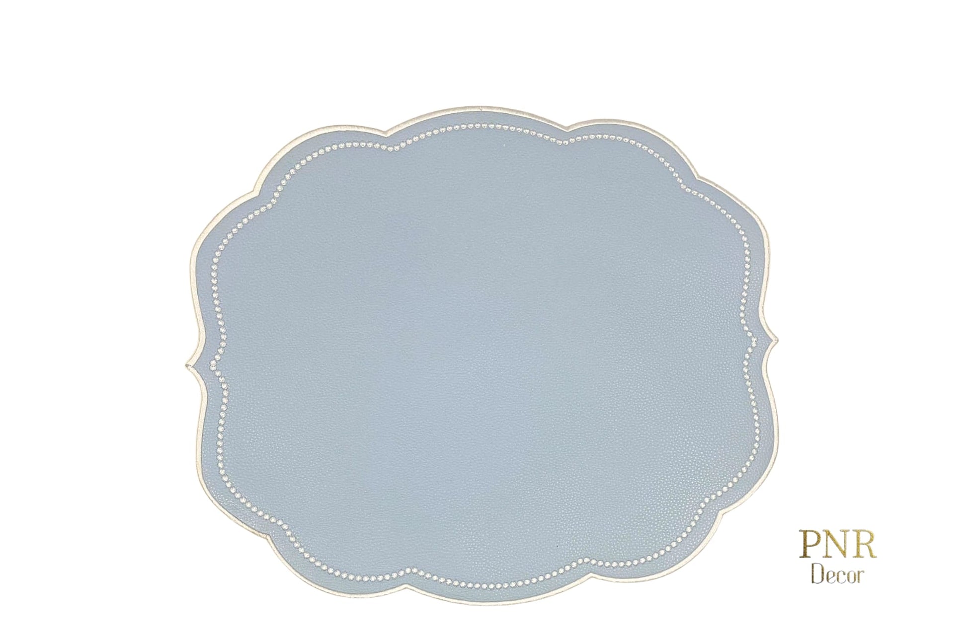 Sophisticated light blue faux leather placemat ideal for modern table settings and special events