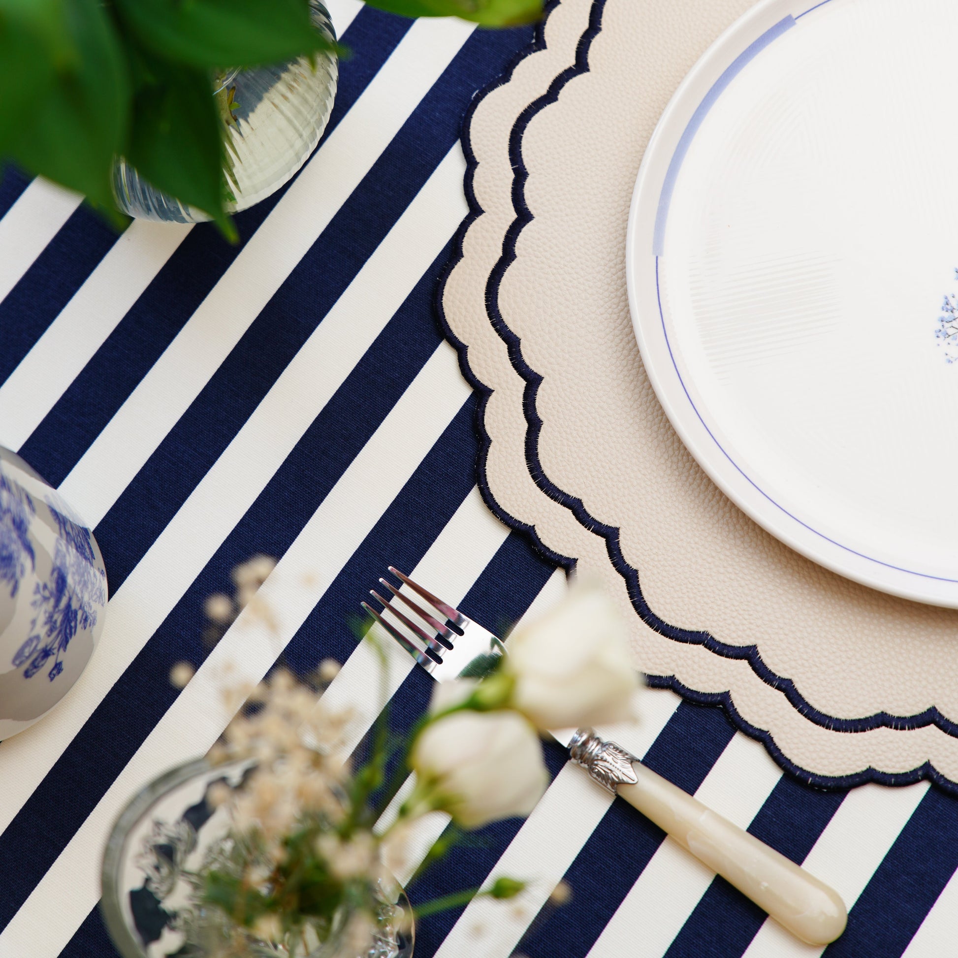 Organic cotton-poly custom tablecloth designed for effortless hosting: water-repellent protection, stain resistance, and a polished look for home or events. Available for fast USA shipping.