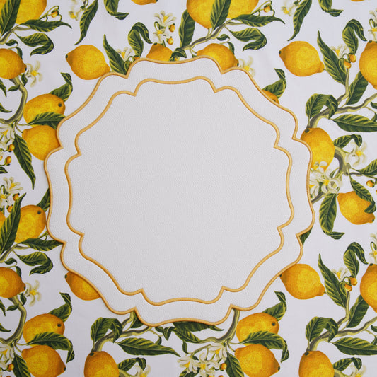 Spring table setting featuring the premium Vista Ivory wavy faux leather placemat for modern seasonal decor