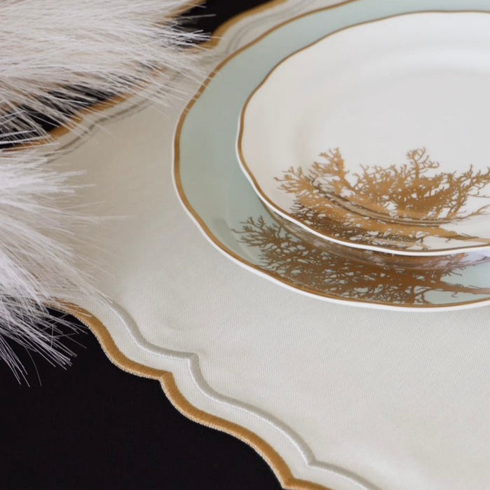 Luxury Ivory Gold Silver Waterproof Placemat for Special Occasion Dining