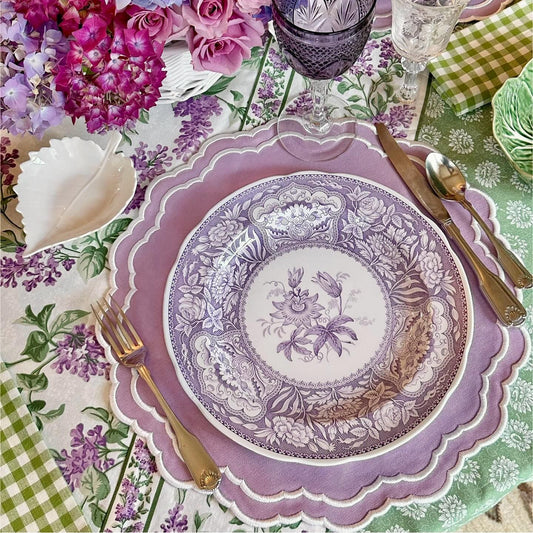 Wholesale Gratitude scalloped faux leather placemat styled on a formal dining table